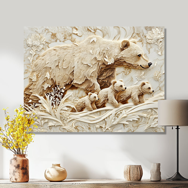 «Mother Bear and Cubs II», art mural en métal avec ours, H 34 po x l 44 po x P 0,84 po