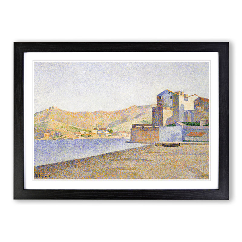 The Town Beach by Paul Signac - Picture Frame Painting, Black Framed, 27cm H x 36cm W x 2cm D