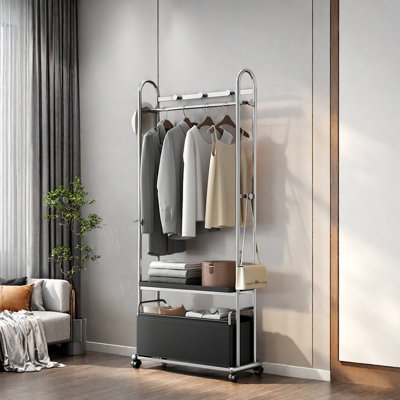 Stainless Steel Hall Tree with Movable Basket