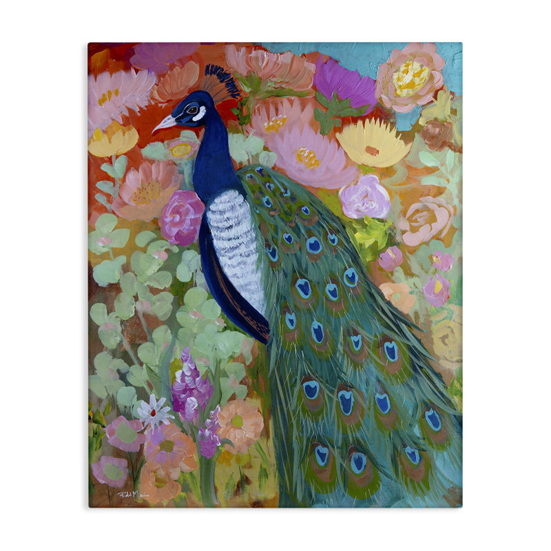 "Bundle of Florals & Peacock", art mural par Robin Maria, H 40 po x l 30 po