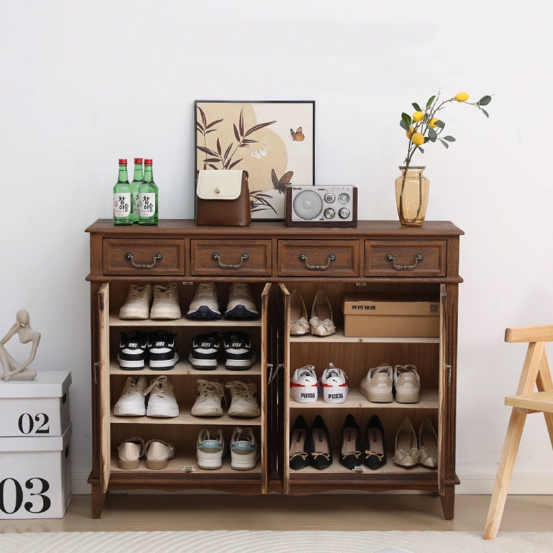 Banc de rangement pour chaussures en bois massif café foncé, Café noir
