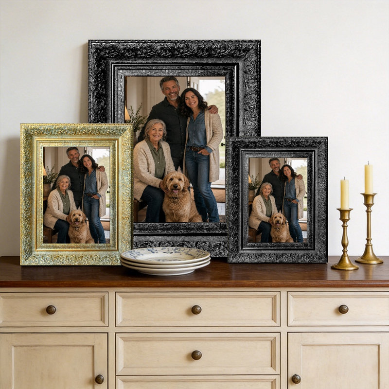 Cadre photo mural noir 3 pièces 5 "x 7" avec protection photo