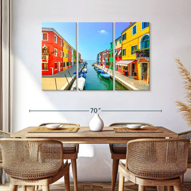 Maisons du canal de Sebbie Burano, H 36 po x l 57 po