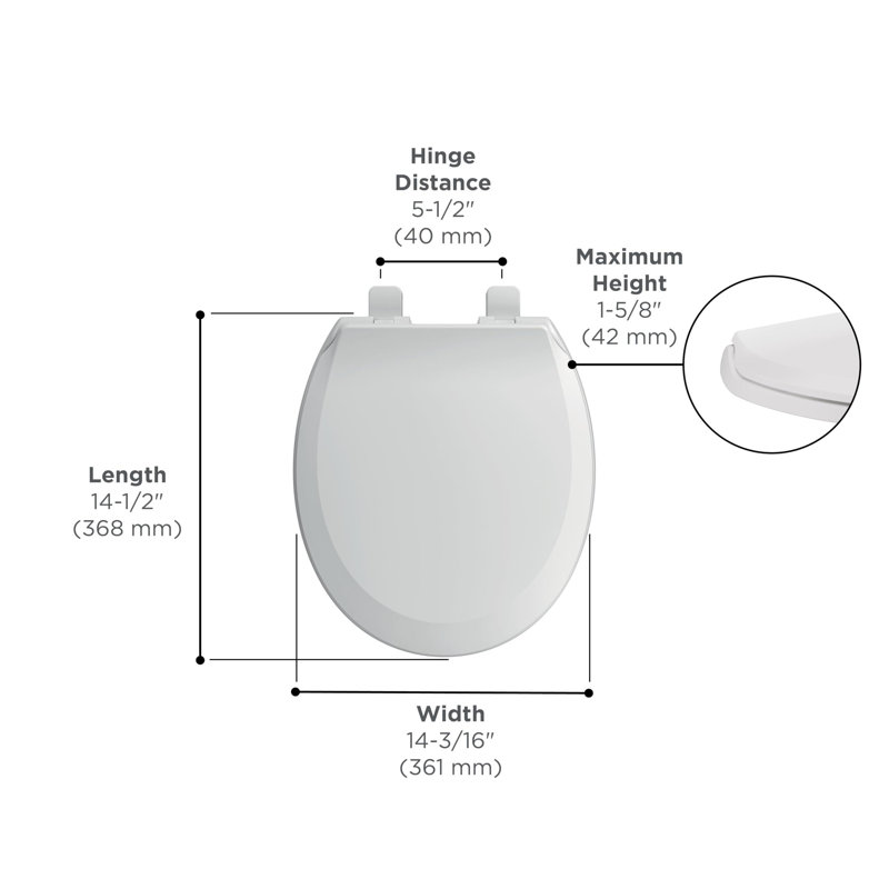 Transitional Slow-Close Round Front Toilet Seat(White/Modern)