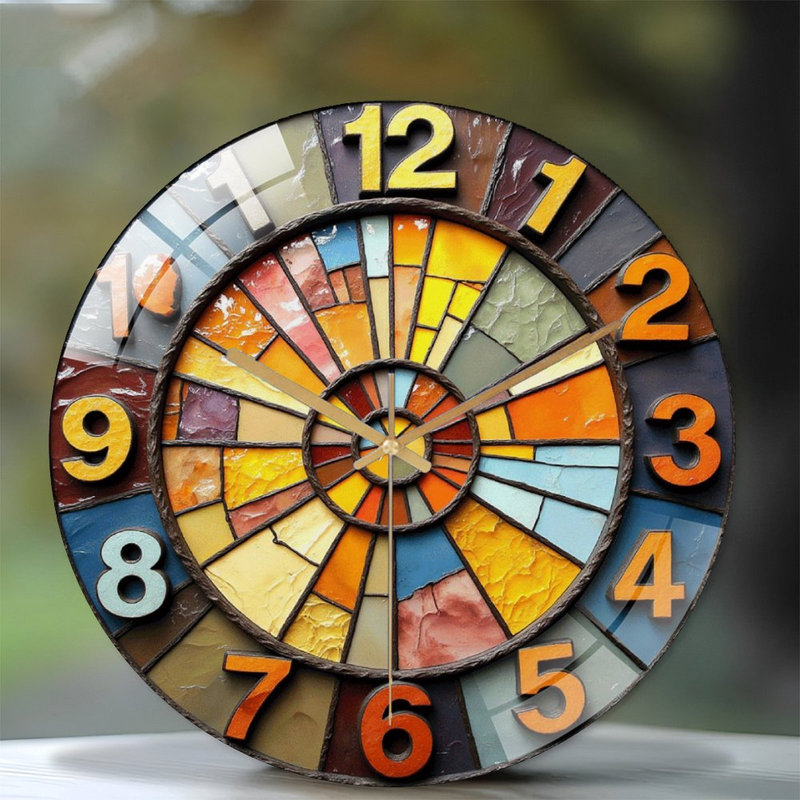 Horloge murale vitrail unique 12 po