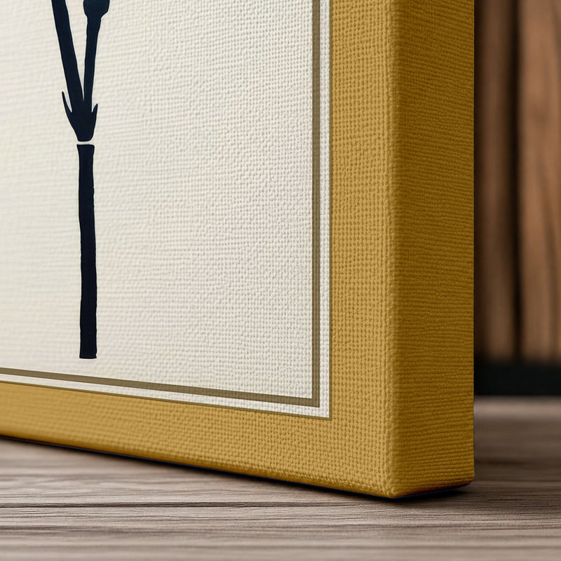 Carnation in Ink Japandi - Wrapped Canvas, 30x20 - 76.2 x 50.8 cm, Ochre Border