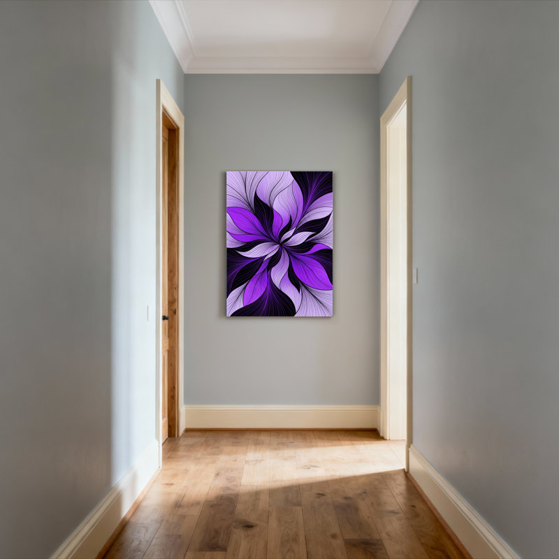 Ensemble de 1 tableau sur toile à motif floral abstrait violet, H 36 po x l 24 po