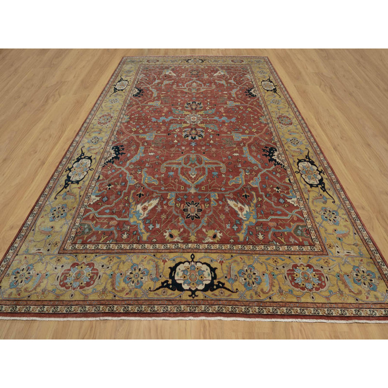 Tapis oriental rouge en laine noué à la main 10 pi 1 po x 14 pi 2 po - MOA10291402