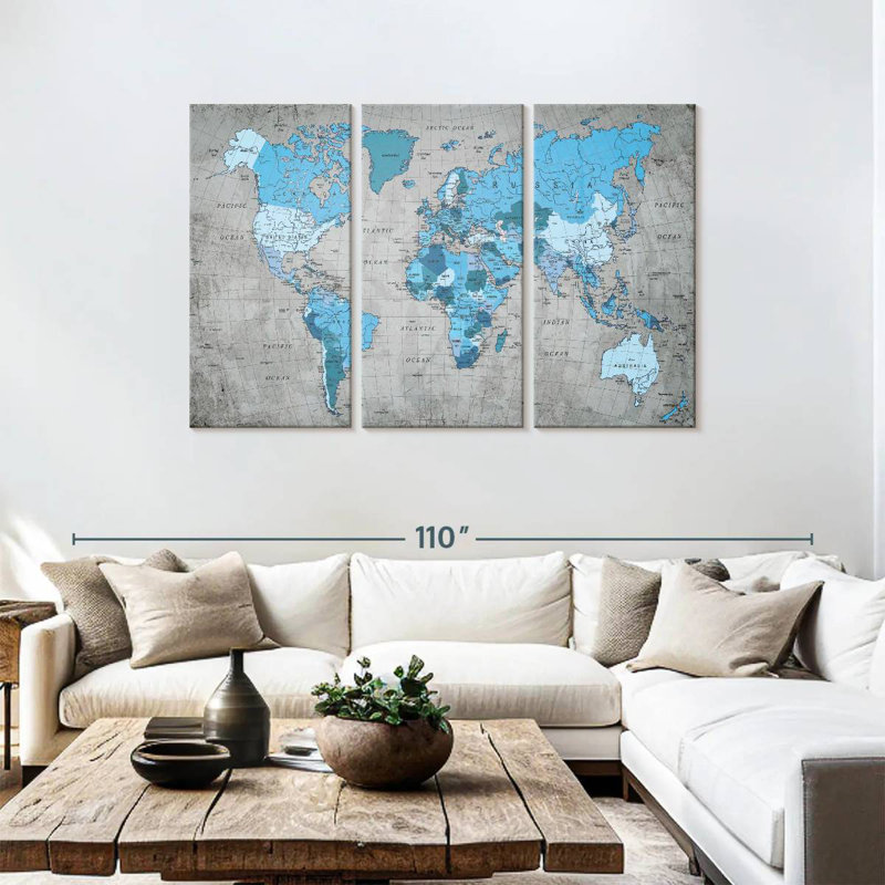Carte du monde Keimar II, H 48 po x l 74 po