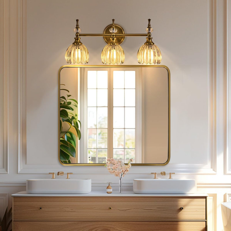 Contemporary Rectangle Bathroom Vanity Mirror | Stainless Steel Thick Frame, Brushed Gold, 40" x 36"