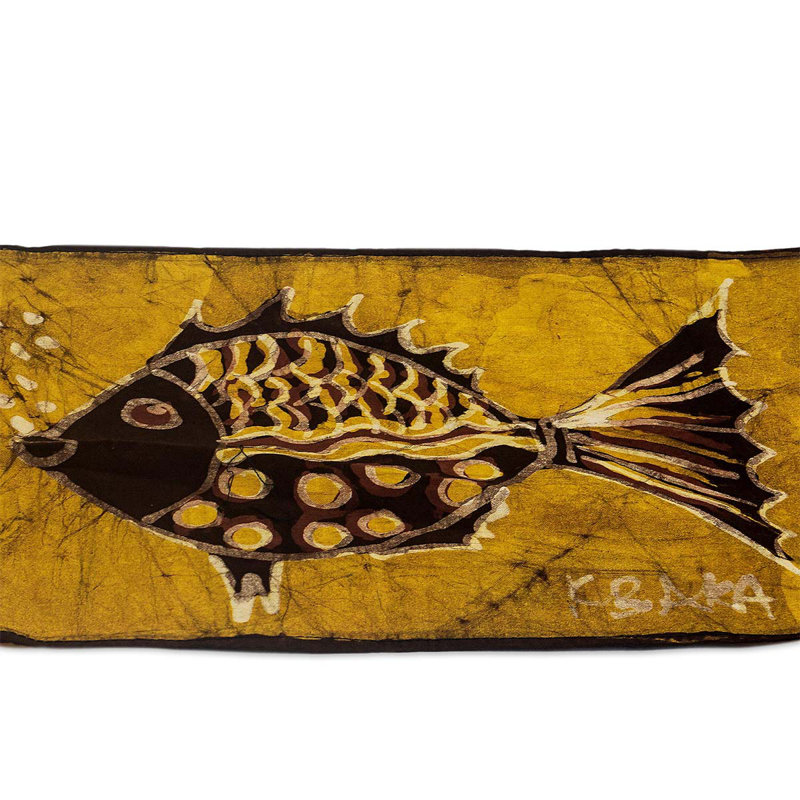 Rosecliff Heights Handmade Bubbly Fish Cotton Batik Table Runner