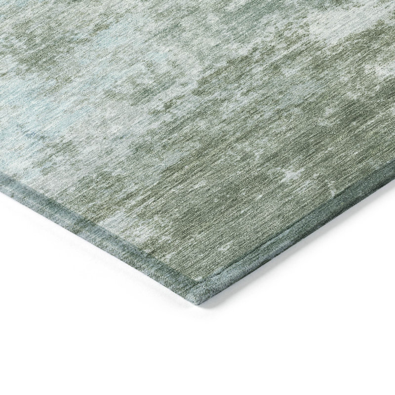 Machine Washable Indoor/Outdoor Xhevrie Sage Rug, Rectangle 10' x 14'