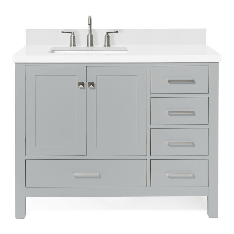 Ensemble de meuble-lavabo simple 43 po Cambridge, Gris, Forme rectangulaire, Gauche
