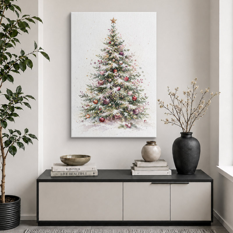 Art de Noël arbre de Noël, photos de salon, impression sur toile encadrée, H 18 po x l 12 po x P 1,5 po, Toile tendue