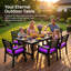 Ensemble repas d'extérieur Hdpe avec 6 chaises, trou pour parasol, imperméable et durable-129231555