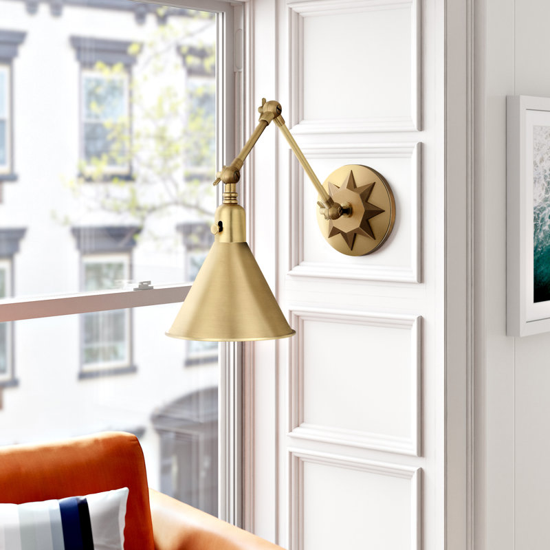 Cattina Swing Arm Sconce, Aged Brass