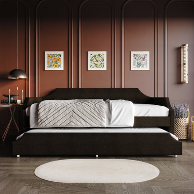 Pauleth Upholstered Linen Daybed with Trundle Bed
