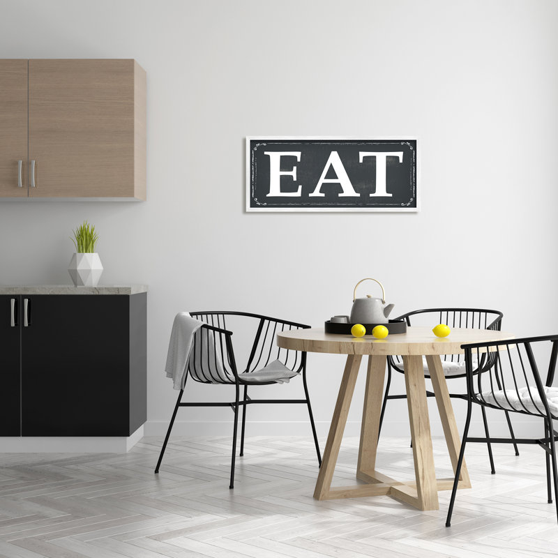 «Eat», art textuel, H 30 po x l 13 po x P 1,5 po, Giclée encadrée blanc bord de mer