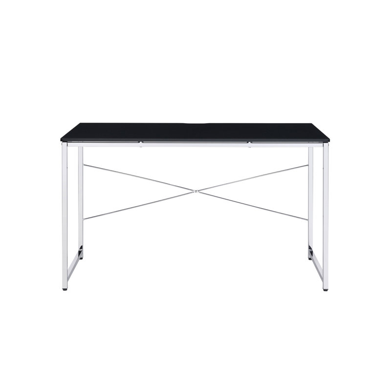 Bureau d'écriture au fini noir et chrome Tennos (sans la chaise de bureau), Noir