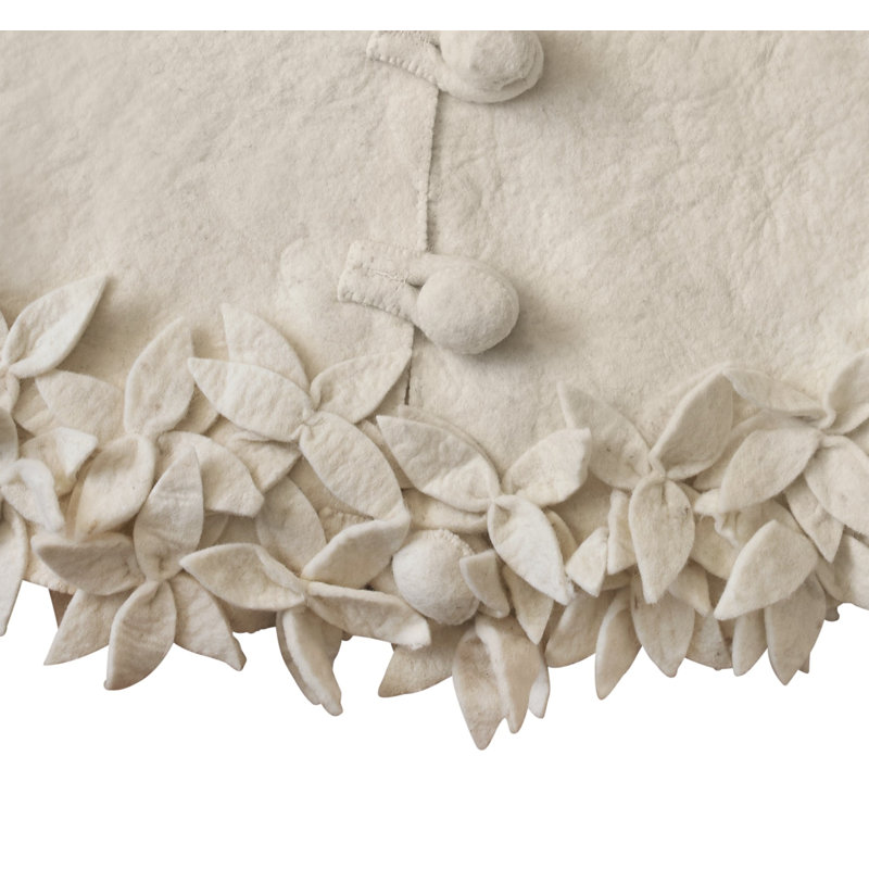 Overlapping Flowers Christmas Tree Skirt, Cream, 72" W