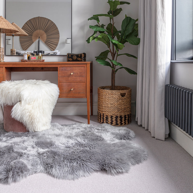 Koby Solid Colour Sheepskin Area Rug, Novelty 120cm x 180cm