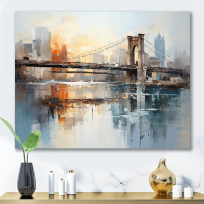 Edrikas Beige Bridge Reflective Connections - Ponts, reproduction d'art sur toile encadrée