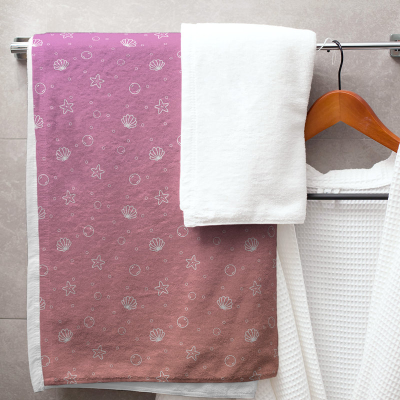 Serviette de bain coquillage, Mauve/orange