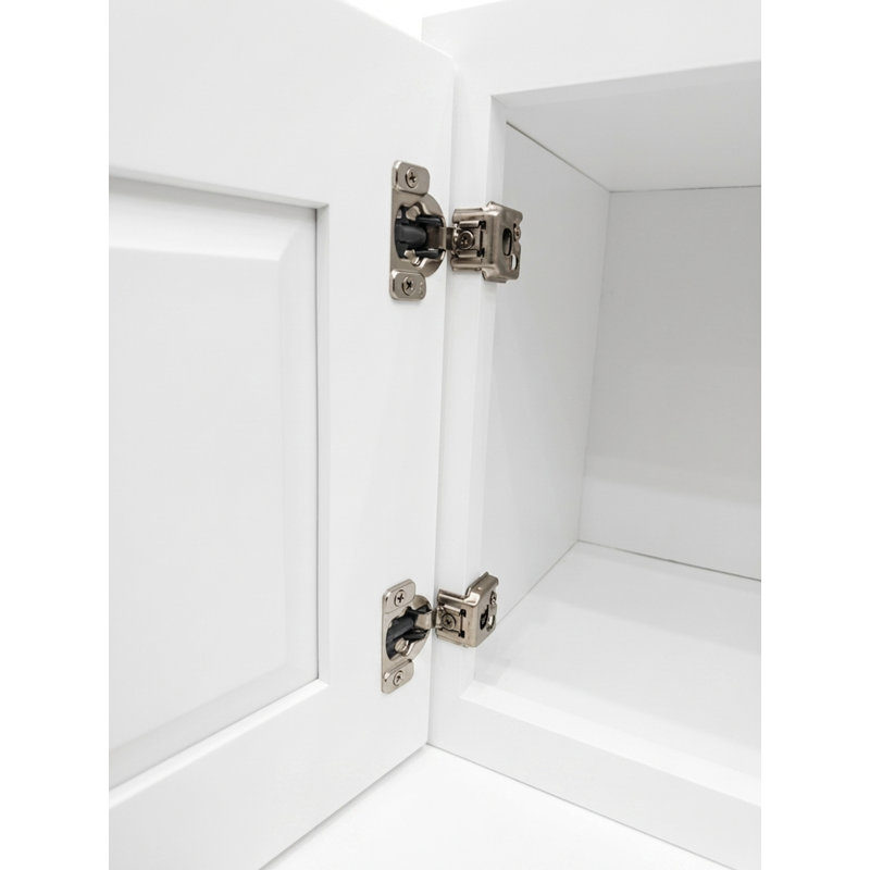 Armoire murale moderne de style Shaker en bois massif et contreplaqué, 2 portes, profondeur 61 cm (24 po), blanche - Hauteur 53 cm (21 po)