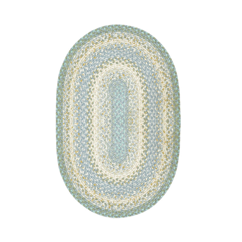 Privett Braided Cotton Rug for Coastal Decor Rug, Oval 1'8" x 2'6", Brown/Red/Multicolor