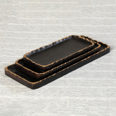 Set Of 3 Avennes Wooden Tray
