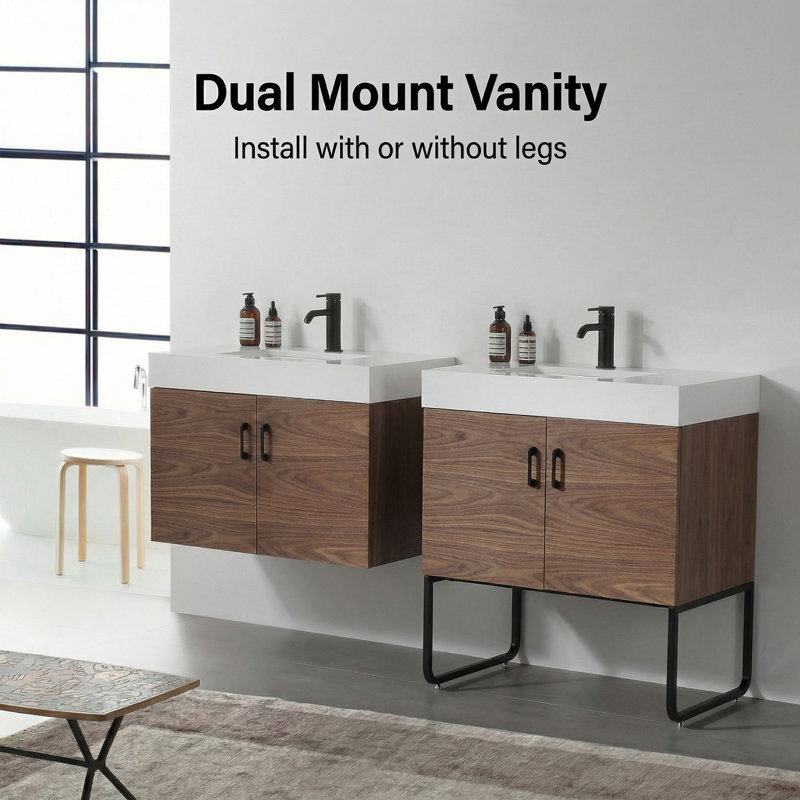 Veemon 48” W Single Vanity, Walnut