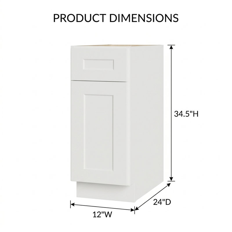 Armoire blanche 12 po avec porte et tiroir à fermeture en douceur, Blanc