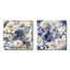 Victorienne fleurs bleues et blanches damassées II - bouquets assortis, ensemble de 2 carrés-102678224