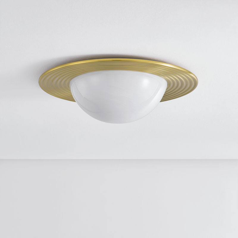 Geraldton 1 Light Flush Mount, Antique Brass, 6" H x 21" W x 21" D