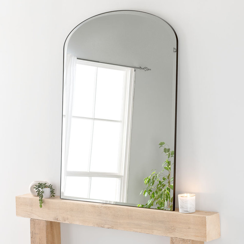 Tario Wood Flat Mirror, Black