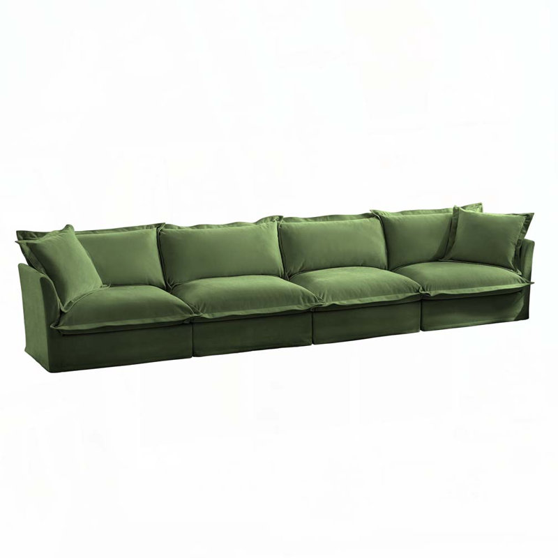 Canapé Chenille, H 34,6 po x l 156,6 po x P 33 po, 4, Vert