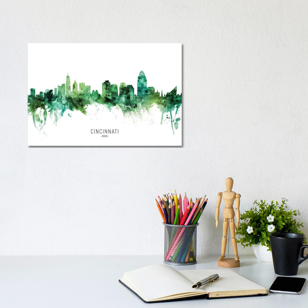 Cincinnati Ohio Skyline Green - Print