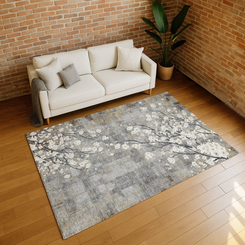 Machine Washable Indoor/Outdoor Boruta ACN2248 Floral Rug, Rectangle 2'6" x 3'10"
