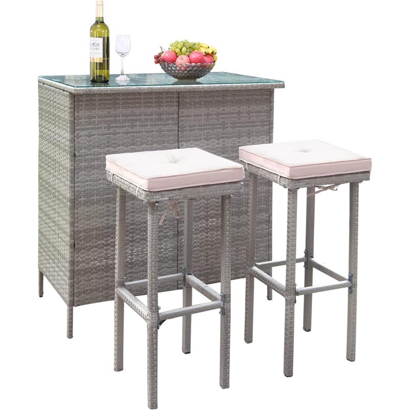Hanneliese Bar Set, Beige, Gray, Gray