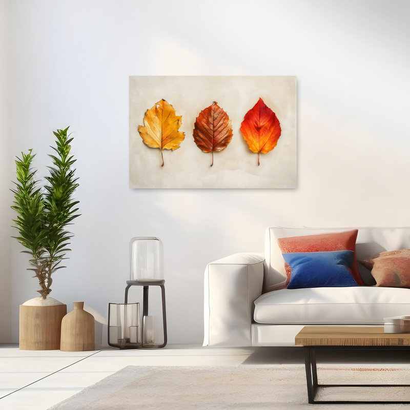 «Leaves of Fall I», impression d'art minimaliste rustique, automne, nature, 32" H x 48" W