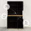 Armoire de cuisine 71 po autoportante avec comptoir à micro-ondes, tablettes réglables, 6 portes et 1 tiroir - grande huche de rangement noire pour la cuisine ou la salle à manger