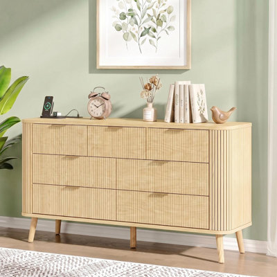 Commode double 57 po à 7 tiroirs avec centrale électrique 57 po