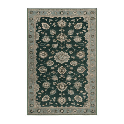 Machine Washable Overdyed Green Area Rug