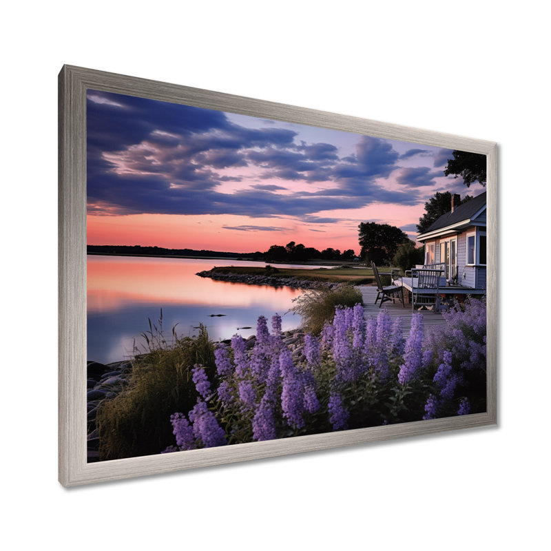 Vade mauve Lakehouse Serenade, Cadre simple argenté, H 34 po x l 44 po x P 1,5 po