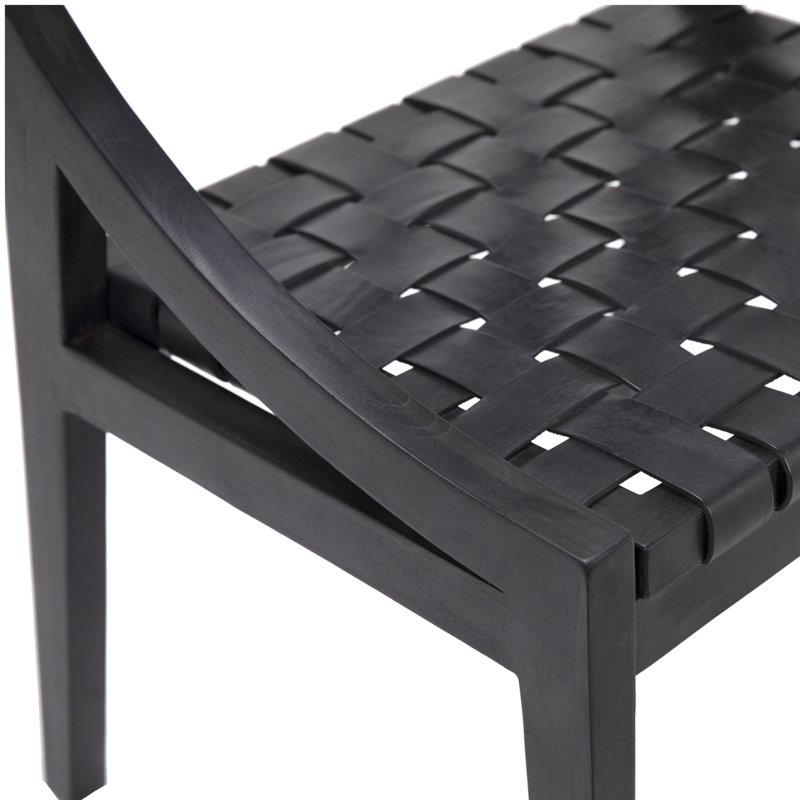 Florian Leather Side Chair, Black, Black