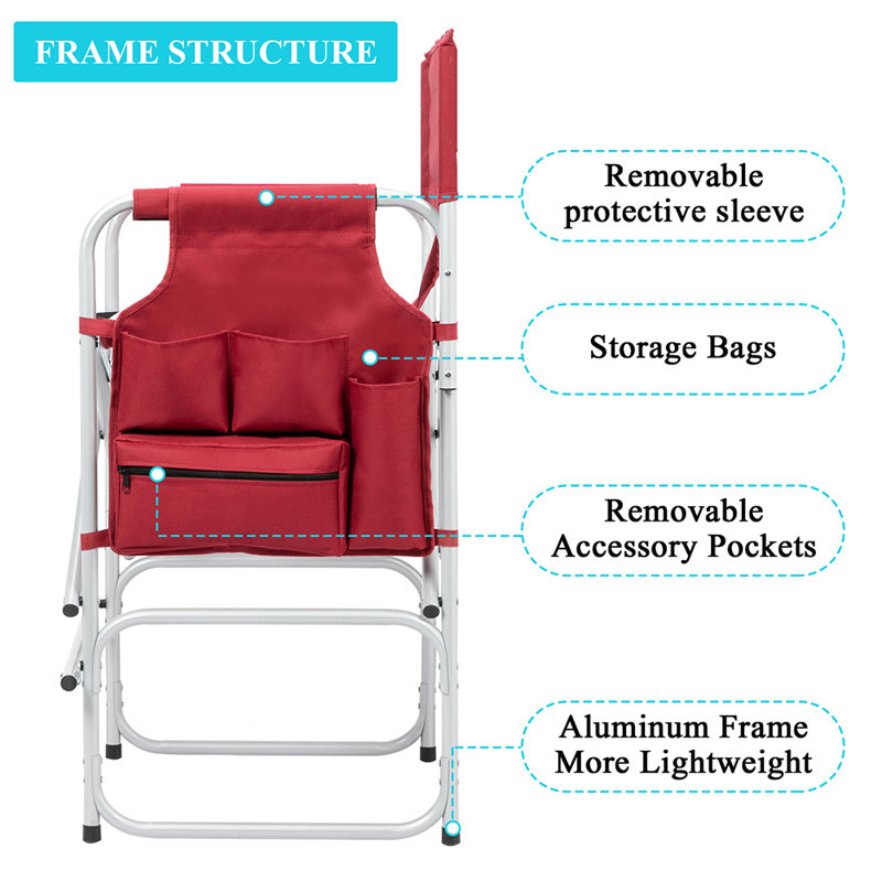 Chaise de réalisateur pliante Dag, Argent, Rouge