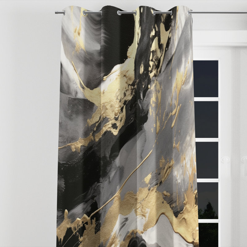 Exploration des profondeurs du marbre doré IV - Rideau à œillets occultant abstrait - 1 panneau, l 52" x L 95"