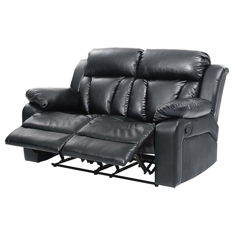 Barukh Faux Leather Recliner, Black Faux Leather