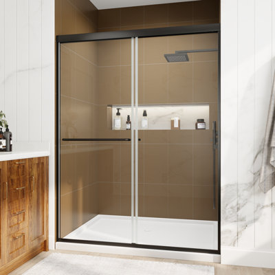 50" - 54" W X 70" H Single Sliding Semi-Frameless Shower Door With 1/4" Tempered Glass