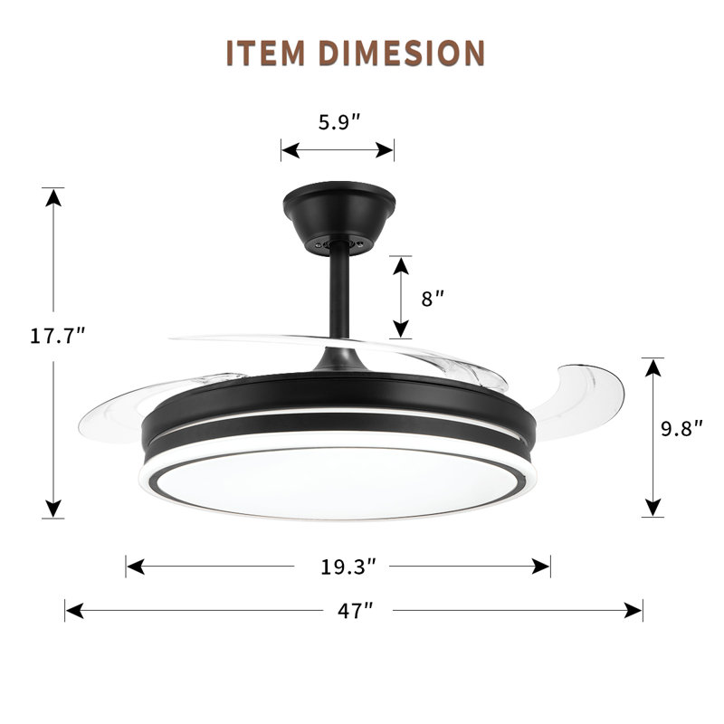 Ceiling Fan with LED Lights, Black